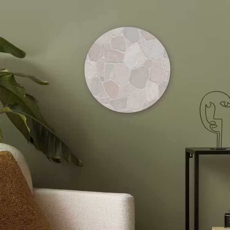 Steen - Patroon - Textuur - Beige Akoestische PET Vilt - Rond klein -sfeer2