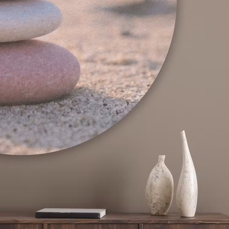 Stenen - Zand - Roze Akoestische PET Vilt - Rond klein -sfeer5_closeup