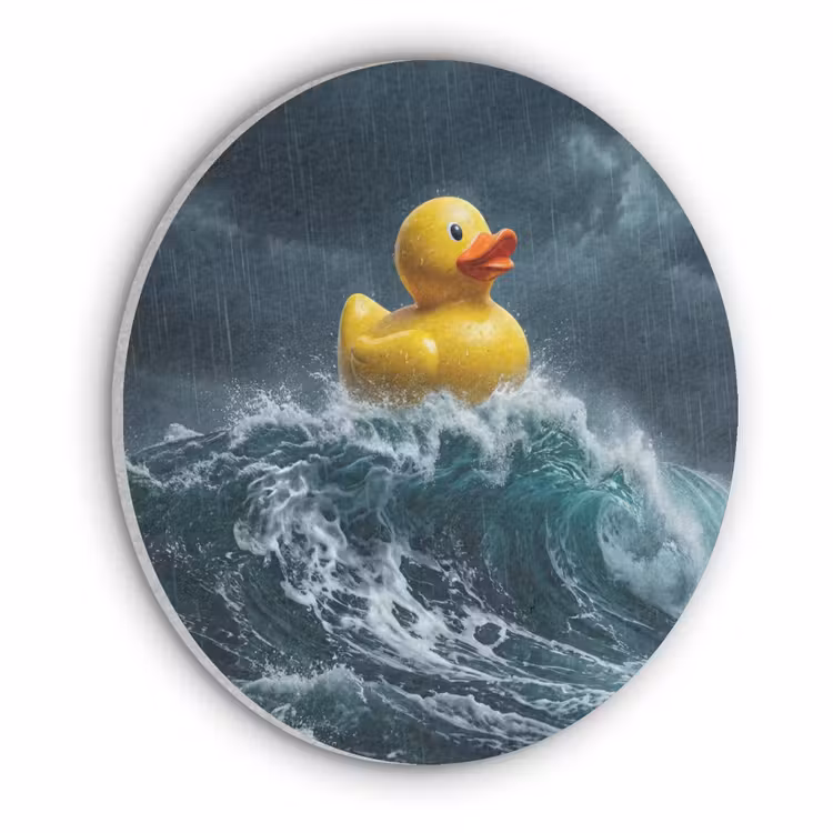 Storm - Badeend - Golven Akoestische PET Vilt - Rond klein -3d