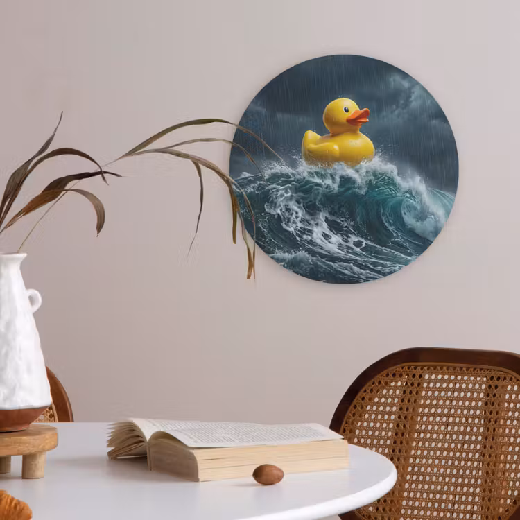 Storm - Badeend - Golven Akoestische PET Vilt - Rond klein -sfeer3
