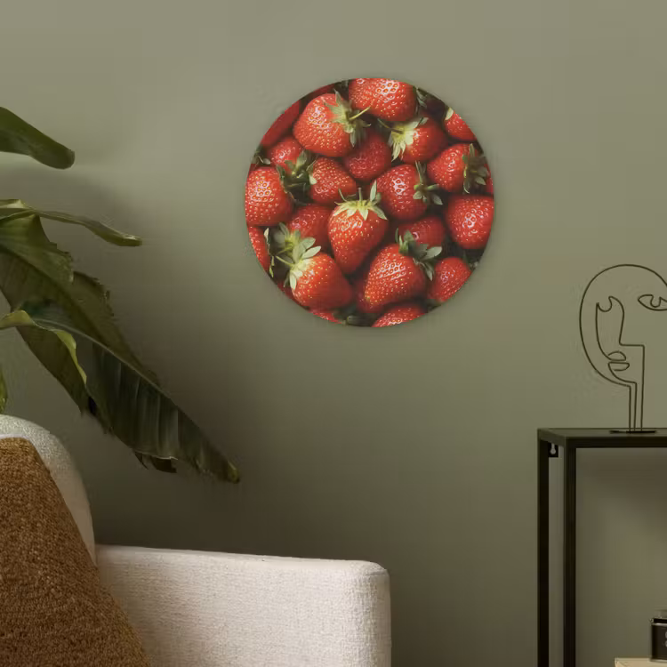 Aardbei - Fruit - Rood Akoestische PET Vilt - Rond klein -sfeer2