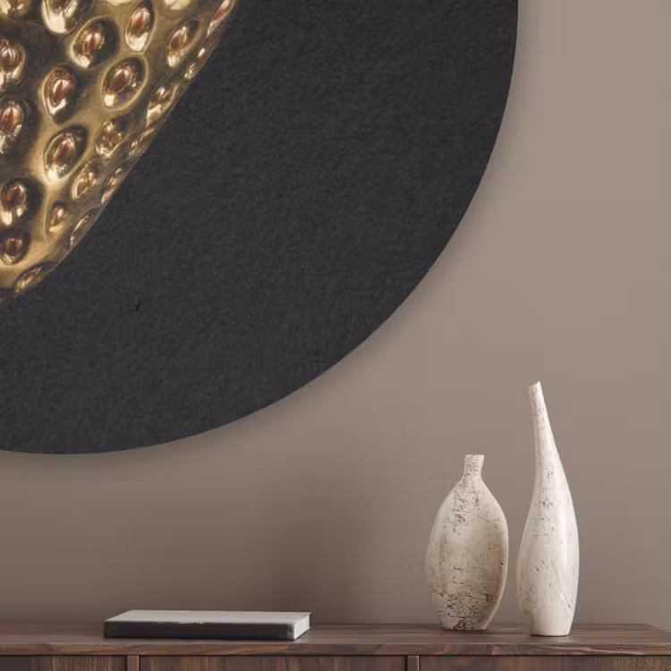 Aardbei - Goud - Zwart - Chrome Akoestische PET Vilt - Rond klein -sfeer5_closeup