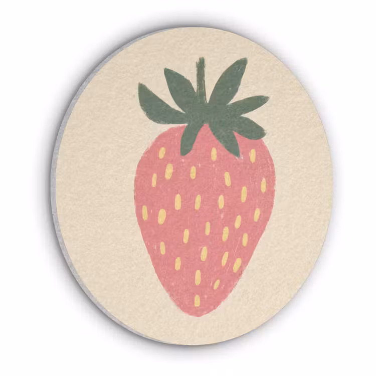 Aardbei - Minimalistisch - Rood - Fruit Akoestische PET Vilt - Rond klein -3d