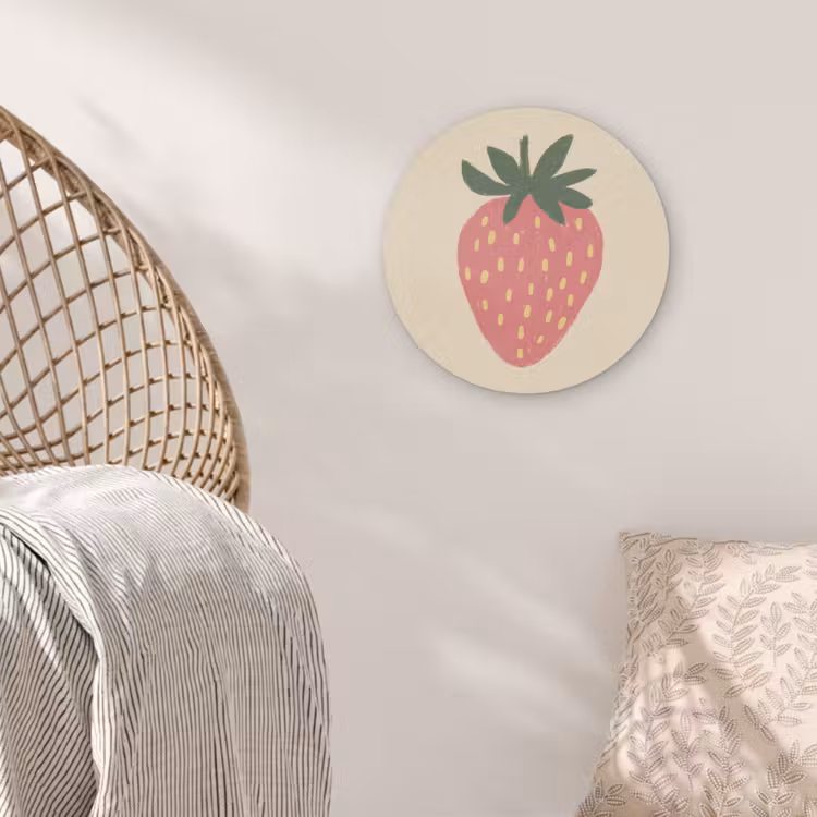 Aardbei - Minimalistisch - Rood - Fruit Akoestische PET Vilt - Rond klein -sfeer4
