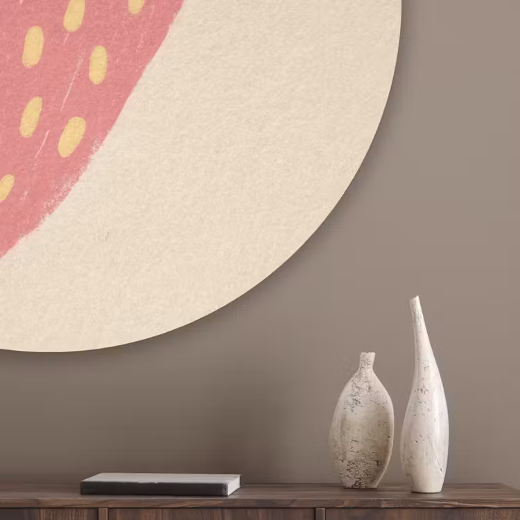 Aardbei - Minimalistisch - Rood - Fruit Akoestische PET Vilt - Rond klein -sfeer5_closeup