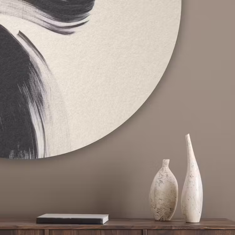 Strepen - Zwart - Abstract Akoestische PET Vilt - Rond klein -sfeer5_closeup