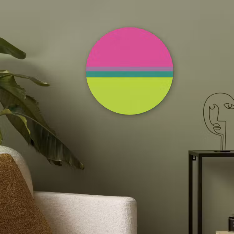 Strepen - Modern - Kleurrijk Akoestische PET Vilt - Rond klein -sfeer2