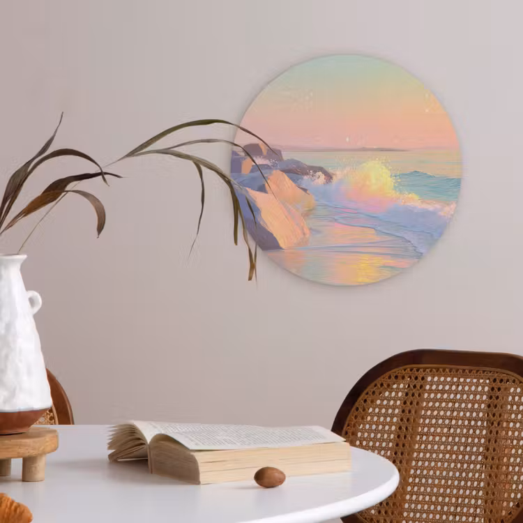 Zomerlicht - Strand - Fonkelende accenten Akoestische PET Vilt - Rond klein -sfeer3