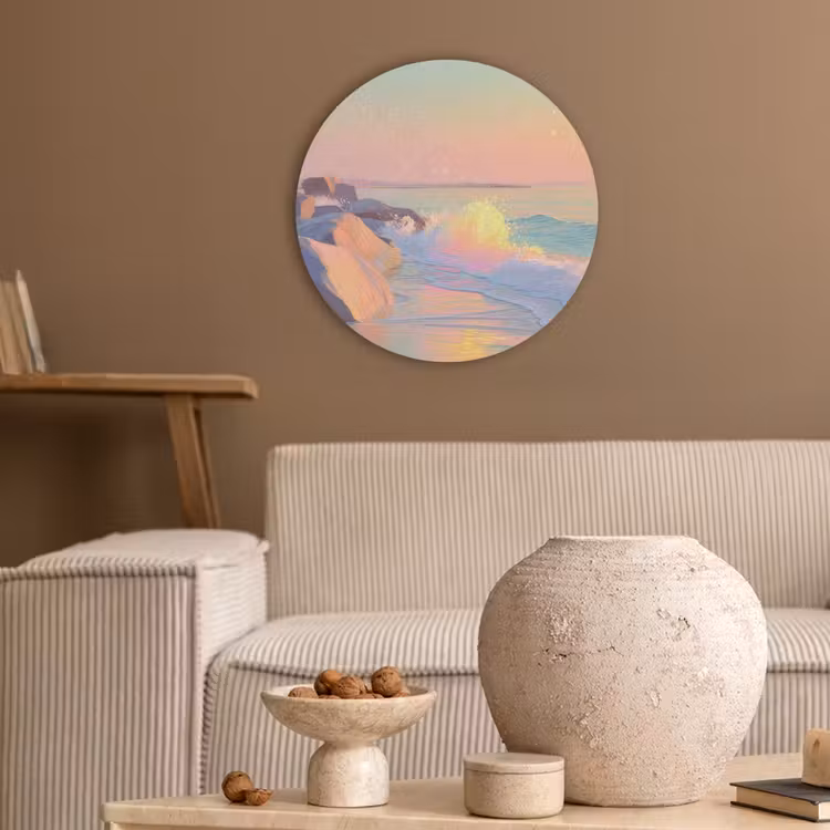 Zomerlicht - Strand - Fonkelende accenten Akoestische PET Vilt - Rond klein -sfeer1