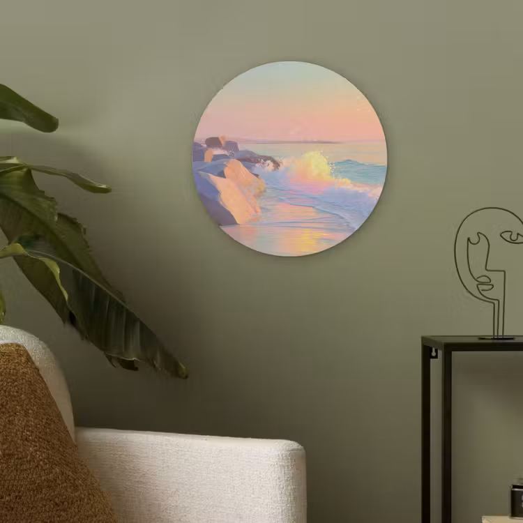Zomerlicht - Strand - Fonkelende accenten Akoestische PET Vilt - Rond klein -sfeer2
