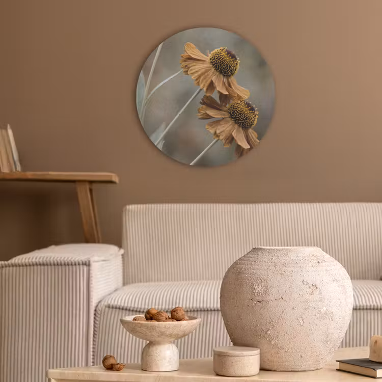 Zonnehoed - Droogbloemen - Geel - Warm Akoestische PET Vilt - Rond klein -sfeer1