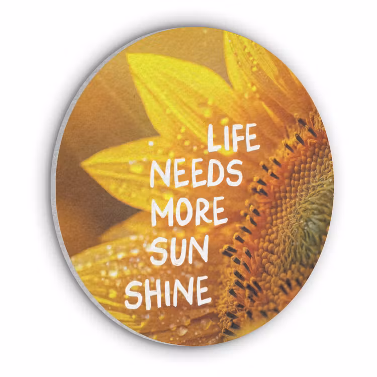 Zonnebloem - Close up - Geel - Quote Akoestische PET Vilt - Rond klein -3d