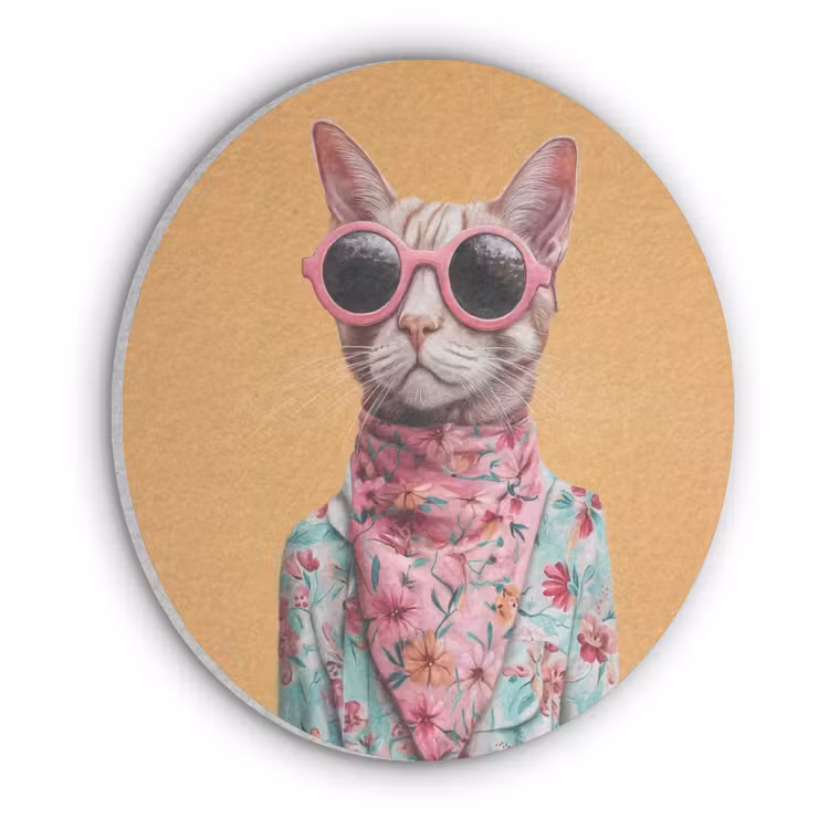 Zonnebril - Kat - Sjaal - Bloemen Akoestische PET Vilt - Rond klein -3d