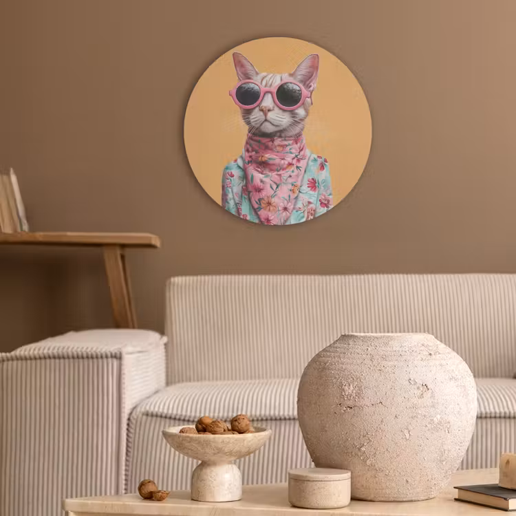 Zonnebril - Kat - Sjaal - Bloemen Akoestische PET Vilt - Rond klein -sfeer1