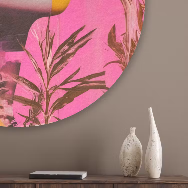 Zonnebril - Oranje - Vrouw - Planten Akoestische PET Vilt - Rond klein -sfeer5_closeup