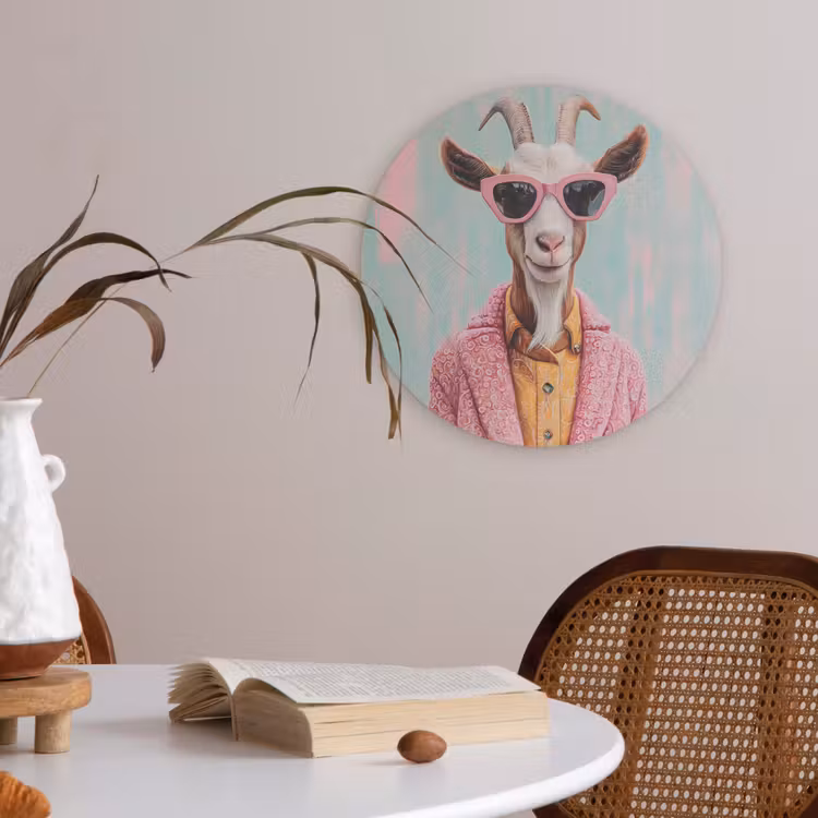Zonnebril - Roze - Geit - Horen Akoestische PET Vilt - Rond klein -sfeer3