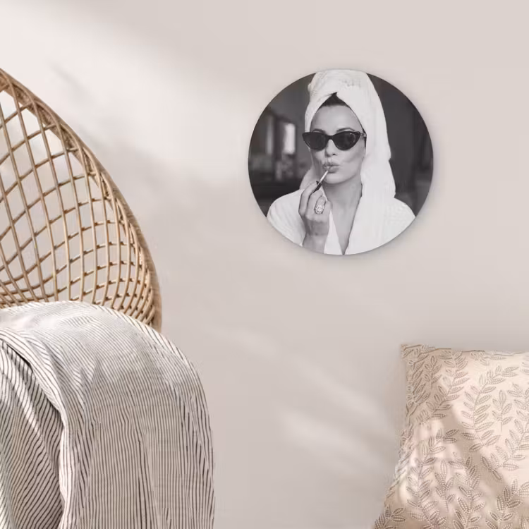 Zonnebril - Vrouw - Zwart - Wit Akoestische PET Vilt - Rond klein -sfeer4