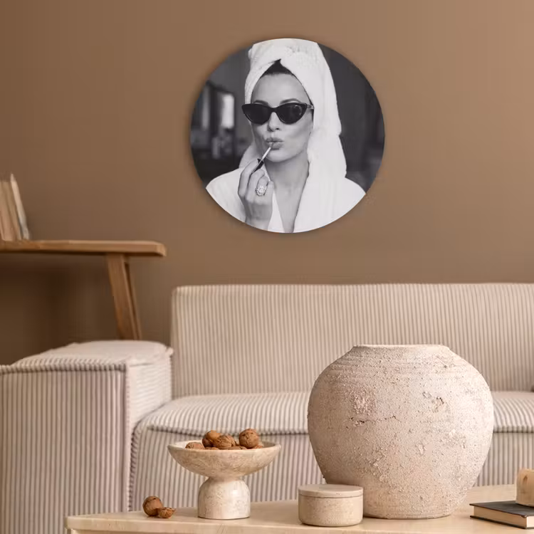 Zonnebril - Vrouw - Zwart - Wit Akoestische PET Vilt - Rond klein -sfeer1