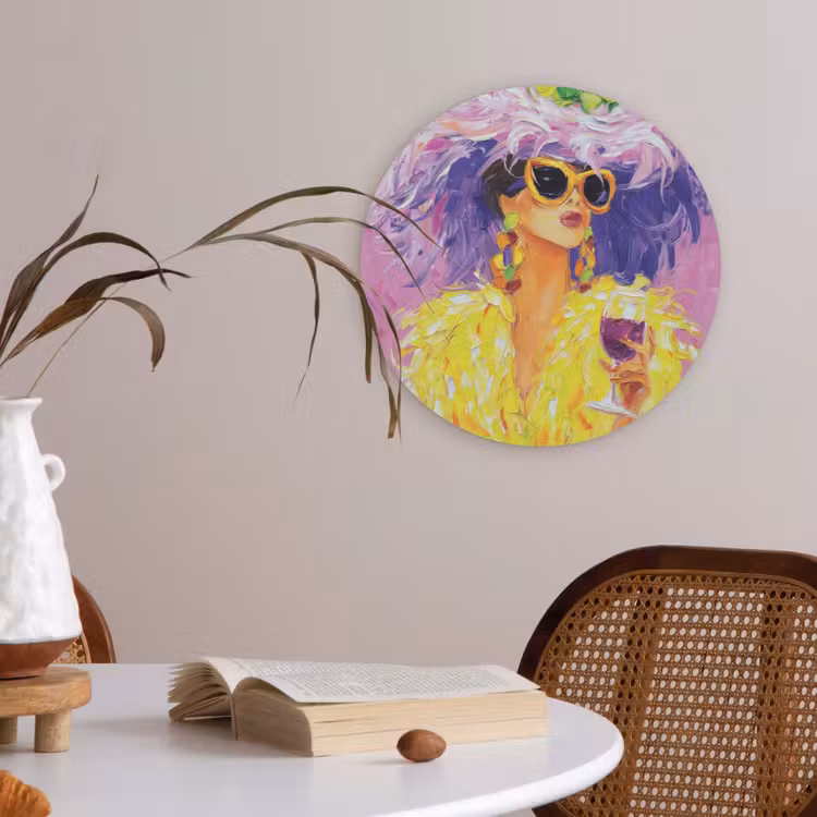 Zonnebril - Vrouw - Jas - Veren Akoestische PET Vilt - Rond klein -sfeer3