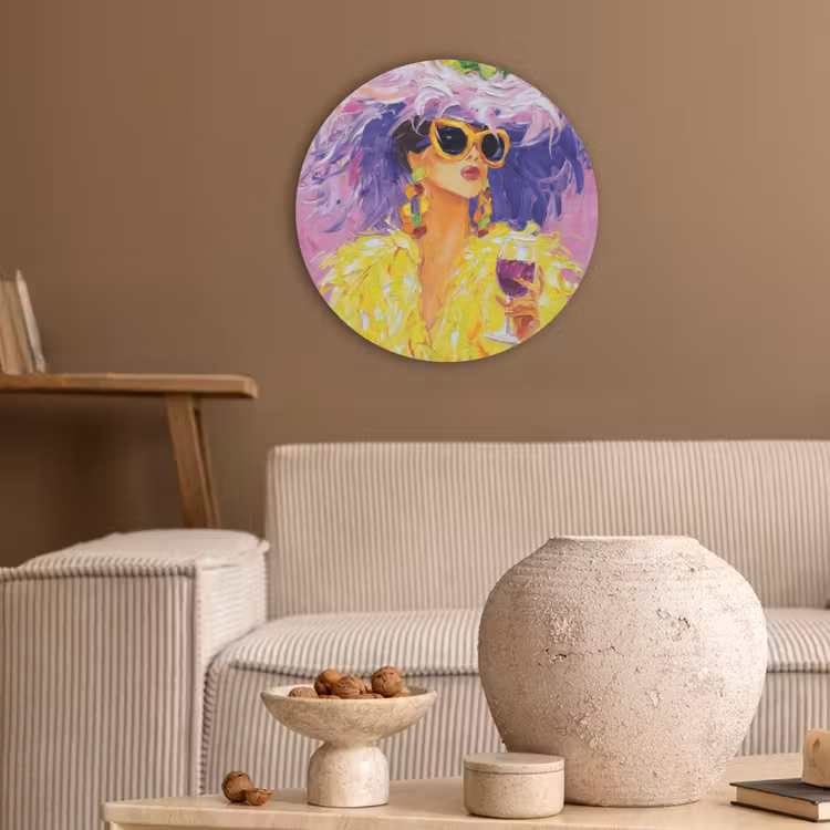 Zonnebril - Vrouw - Jas - Veren Akoestische PET Vilt - Rond klein -sfeer1
