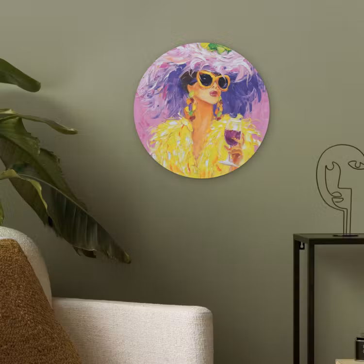 Zonnebril - Vrouw - Jas - Veren Akoestische PET Vilt - Rond klein -sfeer2