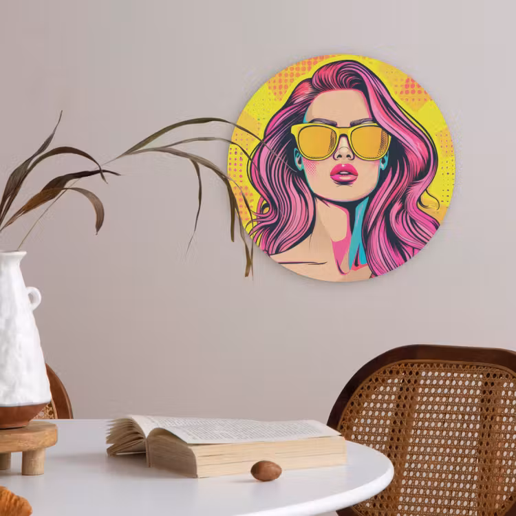 Zonnebril - Vrouw - Zonnig - Geel Akoestische PET Vilt - Rond klein -sfeer3