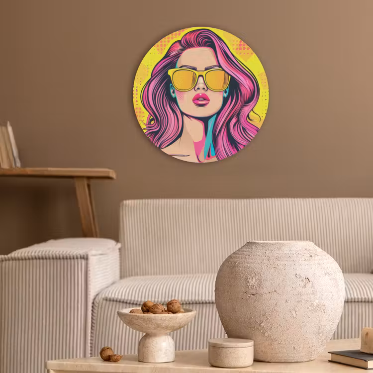 Zonnebril - Vrouw - Zonnig - Geel Akoestische PET Vilt - Rond klein -sfeer1