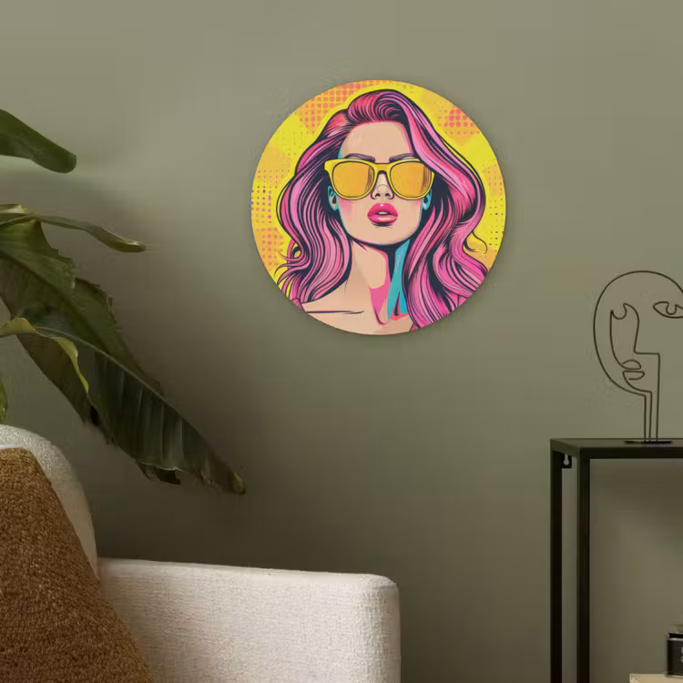 Zonnebril - Vrouw - Zonnig - Geel Akoestische PET Vilt - Rond klein -sfeer2