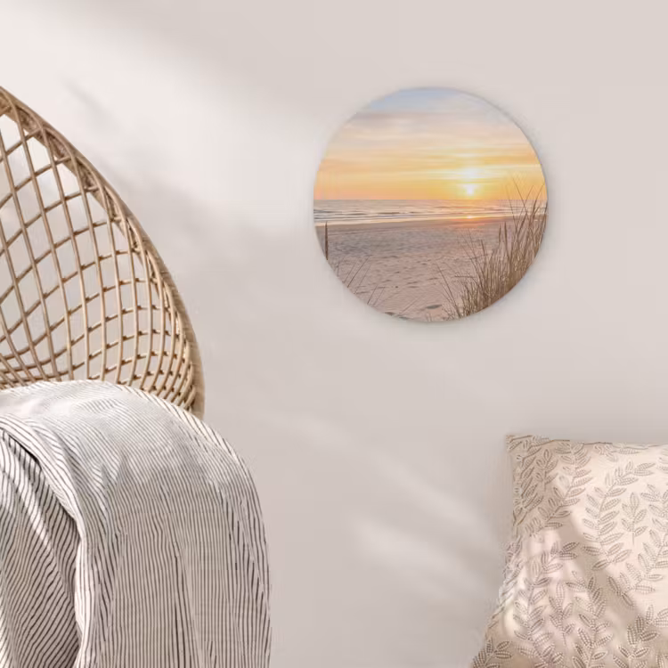 Zonsondergang - Duinen - Zee Akoestische PET Vilt - Rond klein -sfeer4