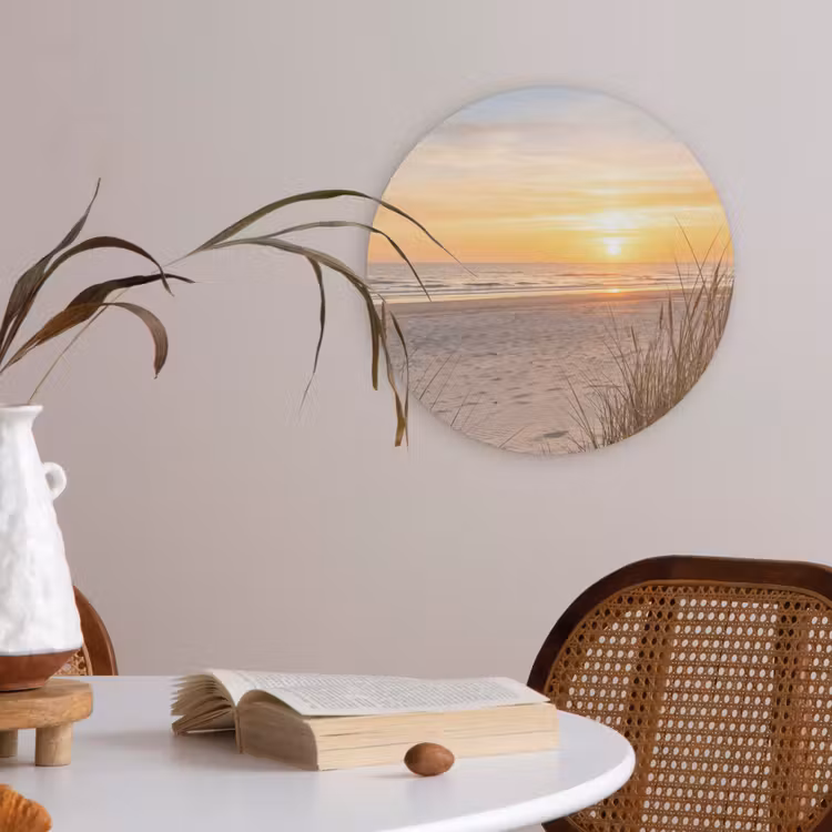 Zonsondergang - Duinen - Zee Akoestische PET Vilt - Rond klein -sfeer3