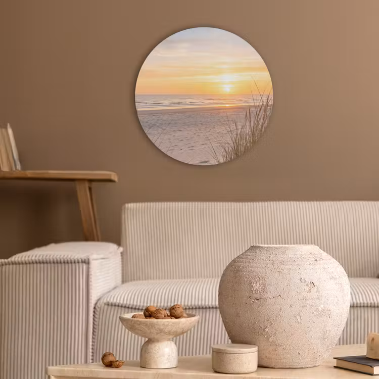 Zonsondergang - Duinen - Zee Akoestische PET Vilt - Rond klein -sfeer1