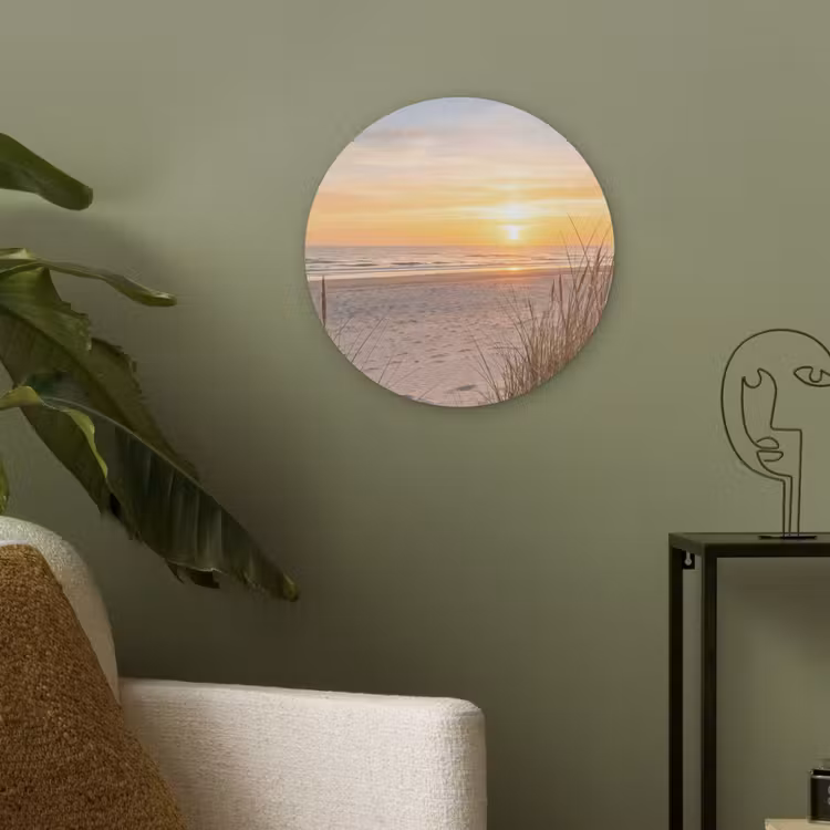Zonsondergang - Duinen - Zee Akoestische PET Vilt - Rond klein -sfeer2