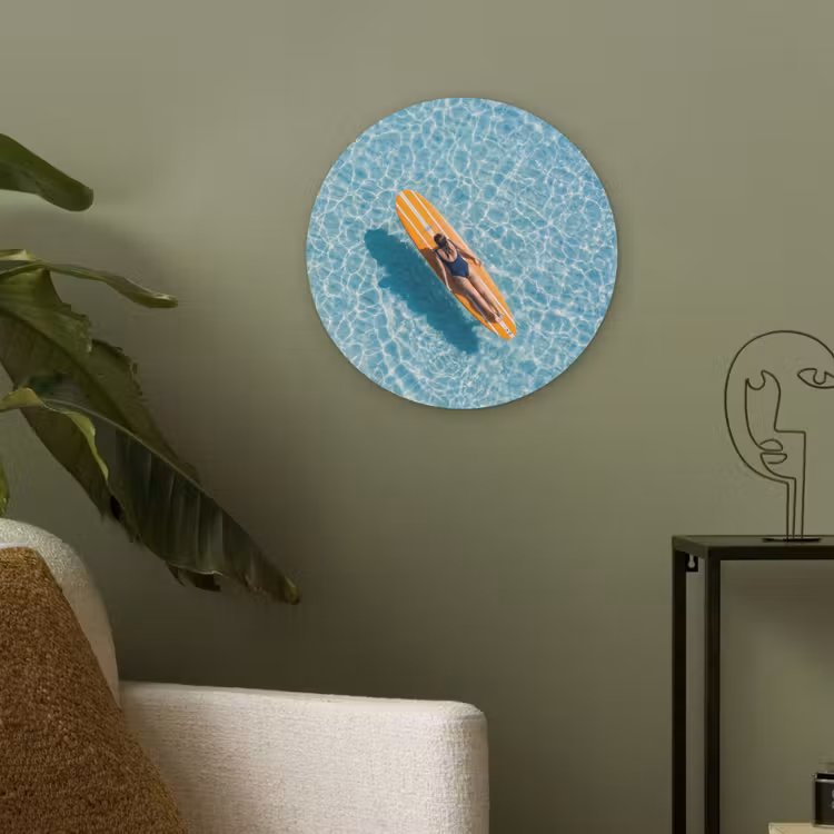 Surfboard - Water - Badpak - Oranje Akoestische PET Vilt - Rond klein -sfeer2