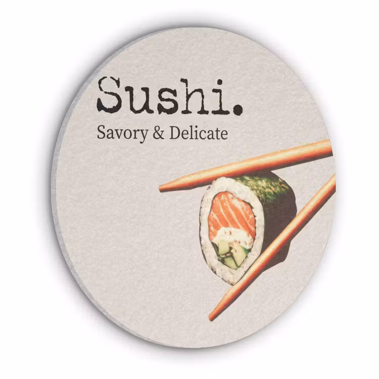 Sushi - Zalm - Rijst - Japans Akoestische PET Vilt - Rond klein -3d