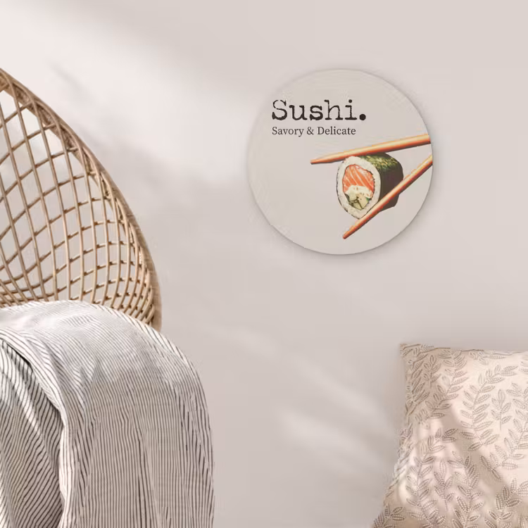 Sushi - Zalm - Rijst - Japans Akoestische PET Vilt - Rond klein -sfeer4