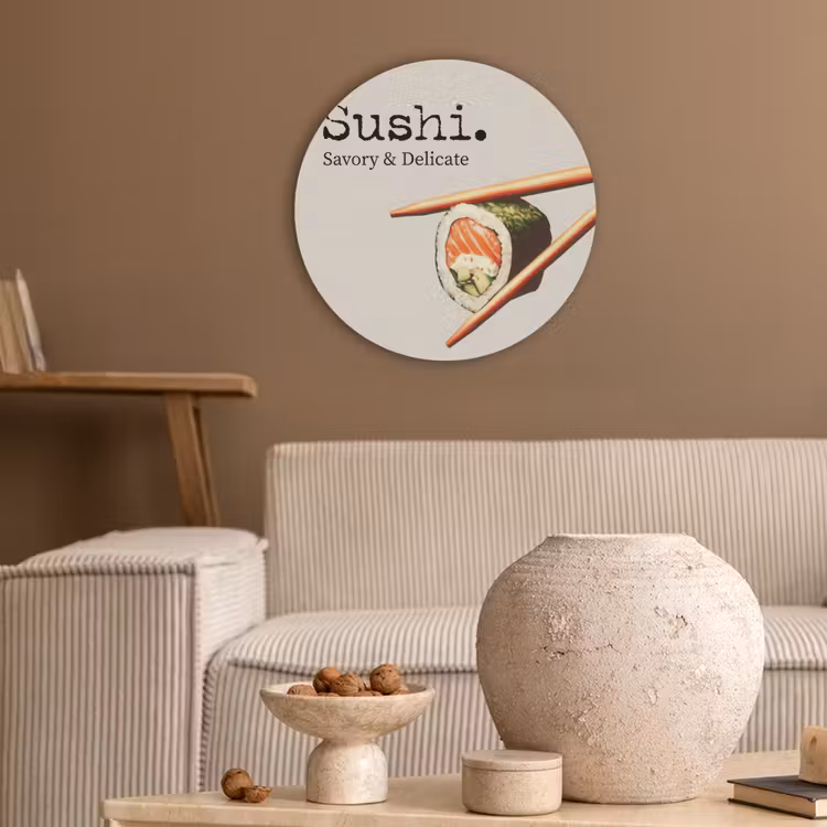 Sushi - Zalm - Rijst - Japans Akoestische PET Vilt - Rond klein -sfeer1