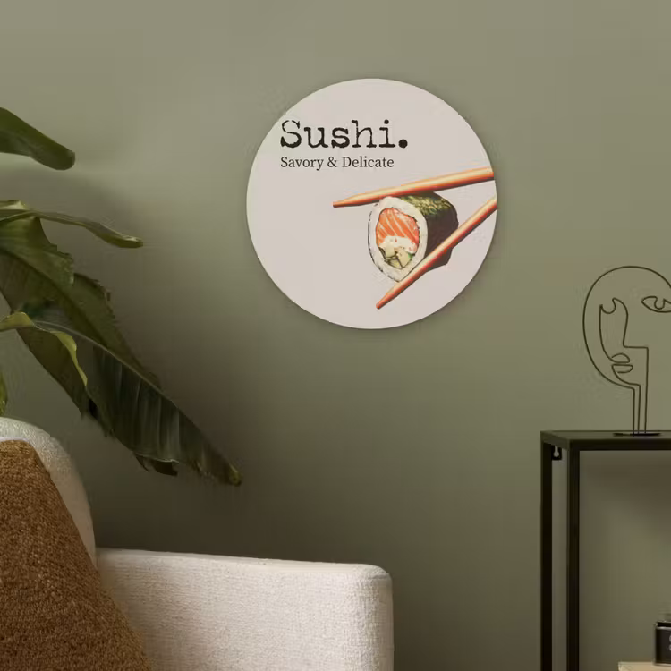 Sushi - Zalm - Rijst - Japans Akoestische PET Vilt - Rond klein -sfeer2