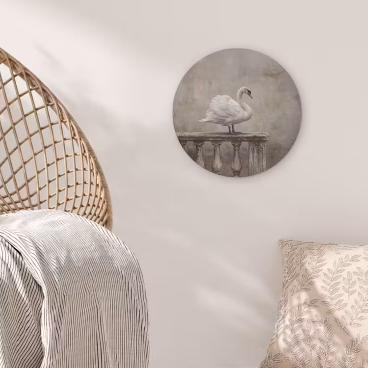Zwaan - Elegant - Dieren - Wit Akoestische PET Vilt - Rond klein -sfeer4