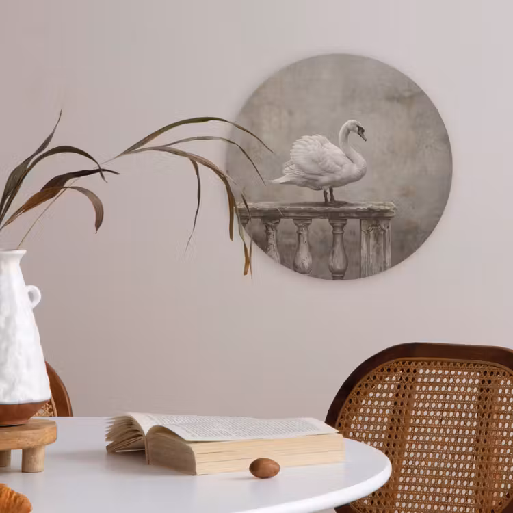 Zwaan - Elegant - Dieren - Wit Akoestische PET Vilt - Rond klein -sfeer3