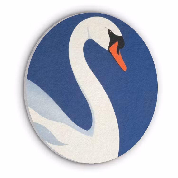 Zwaan - Wit - Snavel - Illustratie Akoestische PET Vilt - Rond klein -3d