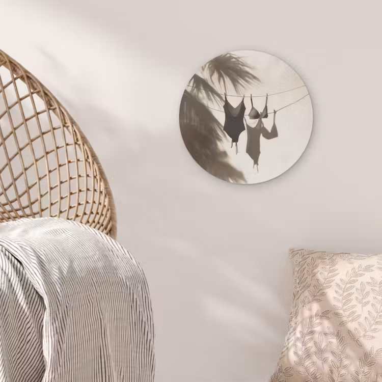 Badkleding - Palmbomen - Schaduw - Tropisch Akoestische PET Vilt - Rond klein -sfeer4
