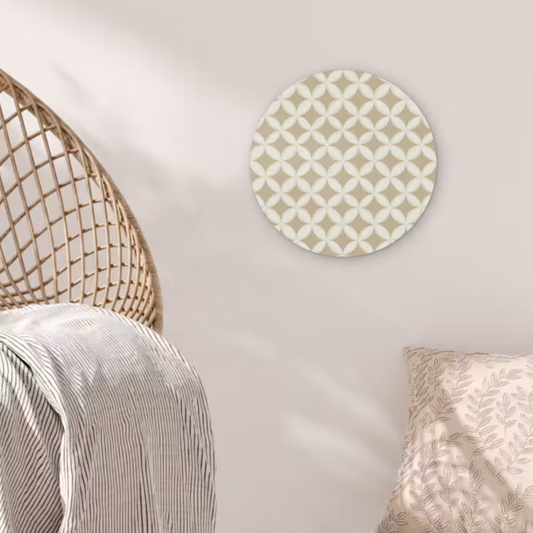 Symmetrisch - Motief - Beige Akoestische PET Vilt - Rond klein 838 -sfeer4