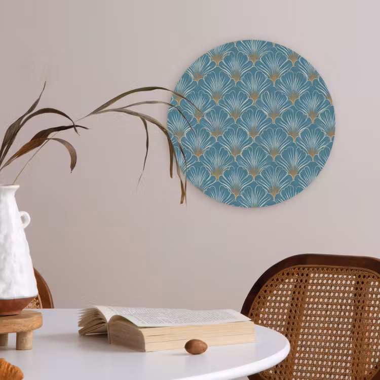 Symmetrisch - Patroon - Blauw Akoestische PET Vilt - Rond klein 838 -sfeer3