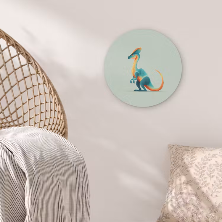 Staart - Dino - Minimalistisch - Blauw Akoestische PET Vilt - Rond klein -sfeer4
