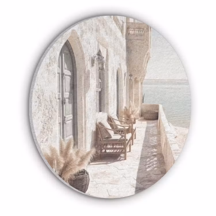 Terras - Stoelen - Strand - Beige Akoestische PET Vilt - Rond klein -3d