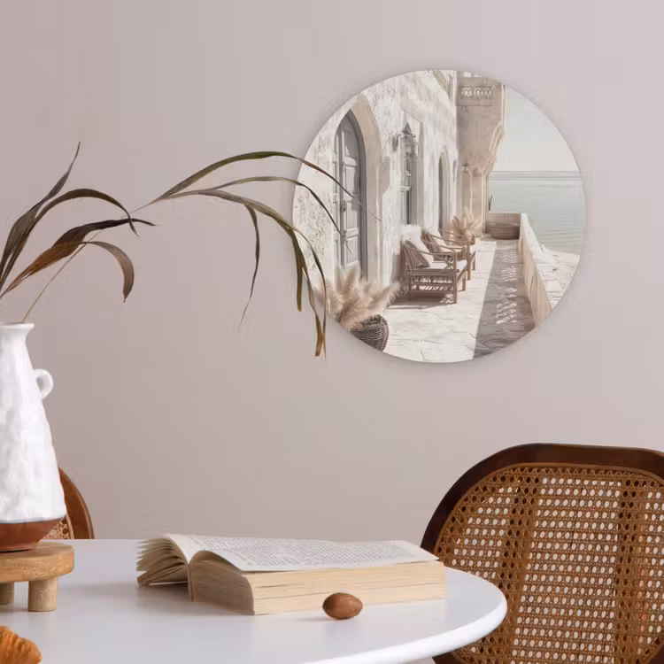 Terras - Stoelen - Strand - Beige Akoestische PET Vilt - Rond klein -sfeer3