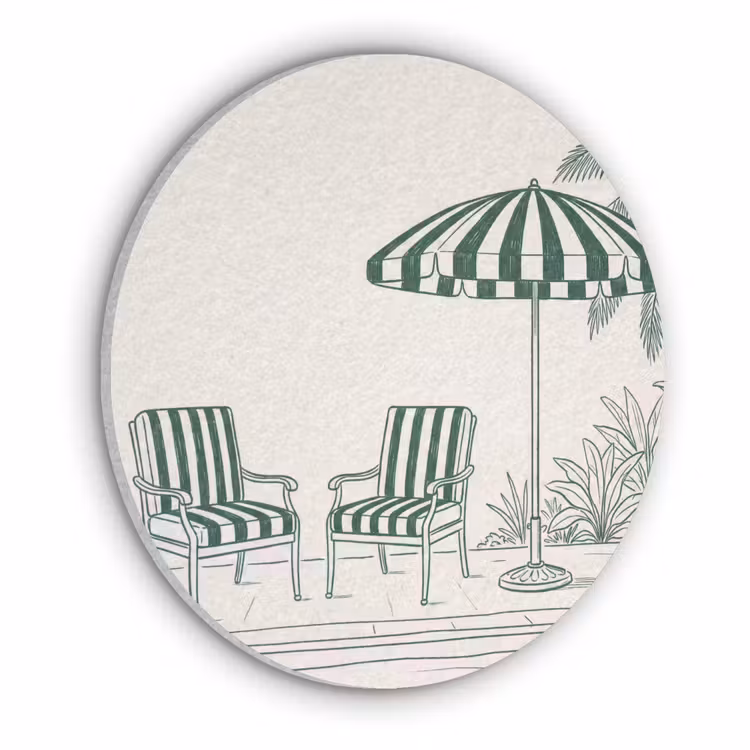 Terras - Illustratie - Groen Akoestische PET Vilt - Rond klein -3d
