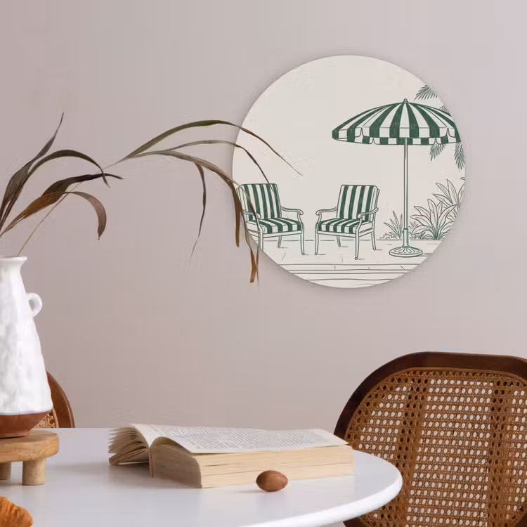 Terras - Illustratie - Groen Akoestische PET Vilt - Rond klein -sfeer3