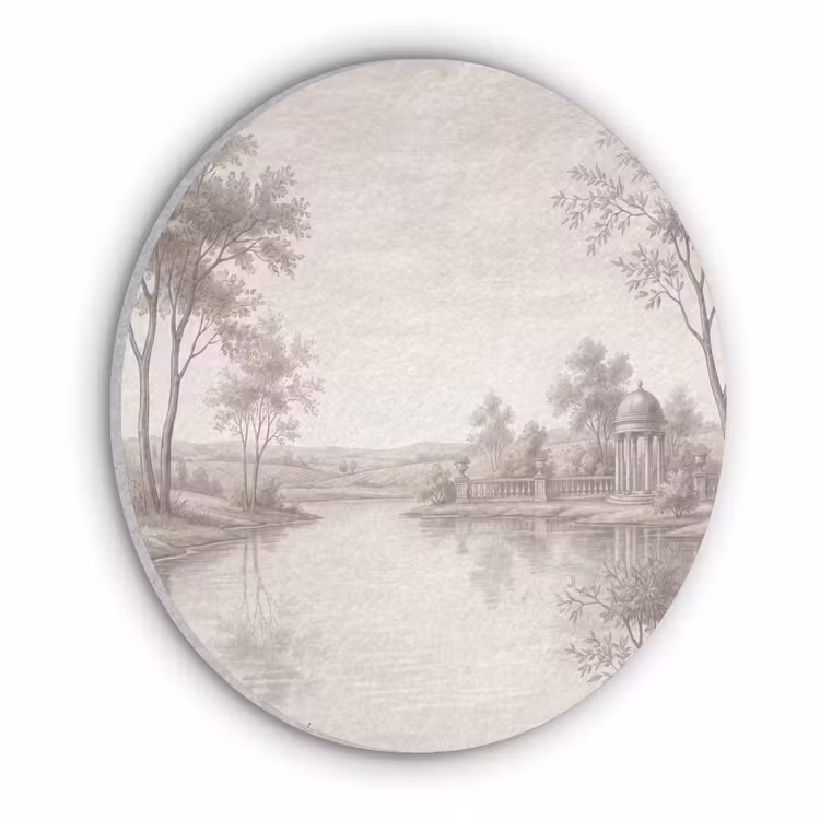 Terras - Water - Natuur - Landschap Akoestische PET Vilt - Rond klein -3d