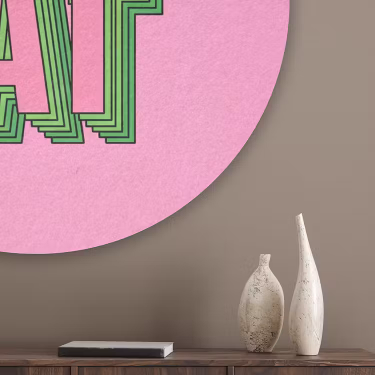 Tekst - Bold - Roze Akoestische PET Vilt - Rond klein -sfeer5_closeup